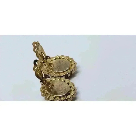 Vintage Earrings BIG PURPLE Faceted Rhinestone Clear Stones Clips Austria - Picture 7 of 7